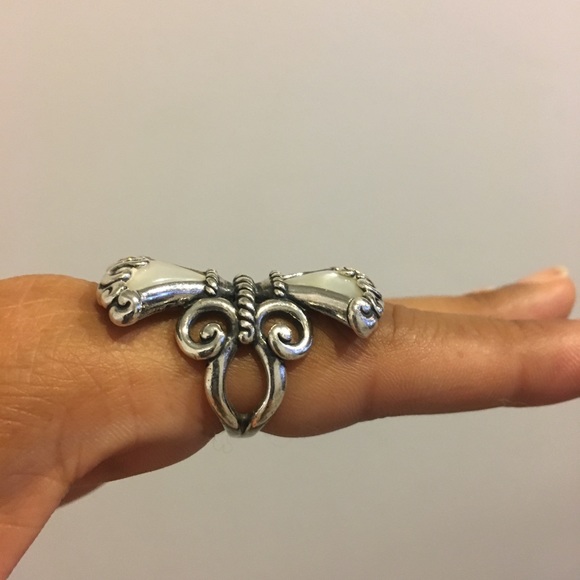 Carolyn Pollack Trumpet Vine SS Mother Pearl Ring - Picture 3 of 8